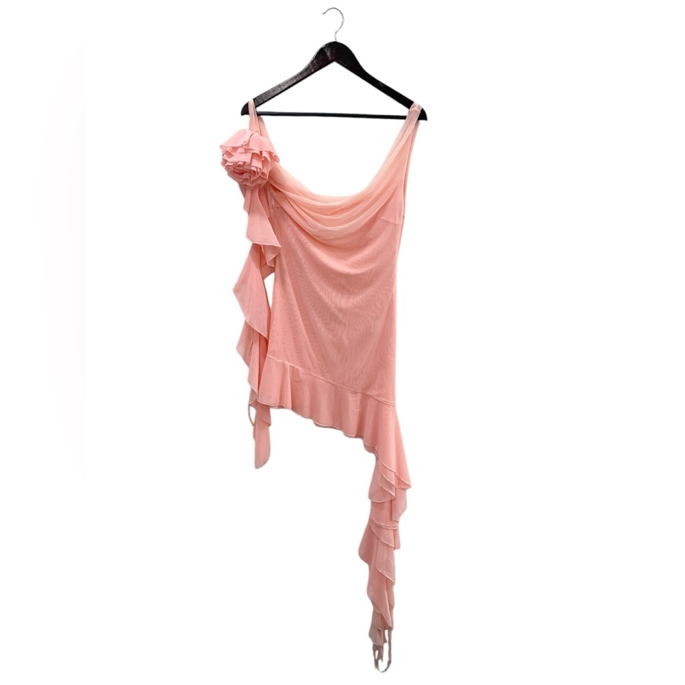 House Of Cb Charla Soft Apricot Ruffle Mini Dress Size S - Picture 2 of 5